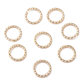 304 Stainless Steel Jump Rings, Open Jump Rings, Twisted, Real 24k Gold Plated, 18 Gauge, 6x1mm, Inner Diameter: 4mm