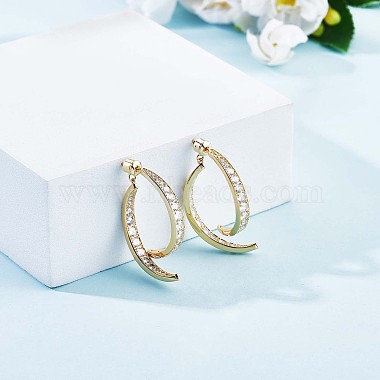 Boucles d'oreilles pendantes à barre incurvée en zircone cubique transparente(JE992A)-4