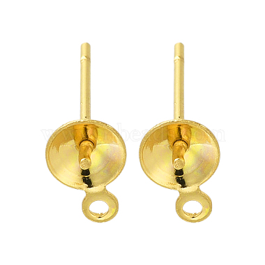 Real 18K Gold Plated Flat Round 304 Stainless Steel Stud Earring Findings