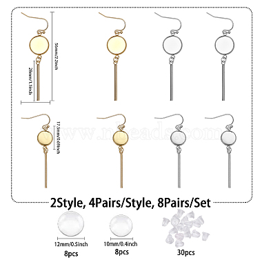 8 paires 4 styles de boucles d'oreilles pendantes en verre à dôme vierge(EJEW-AB00008)-2