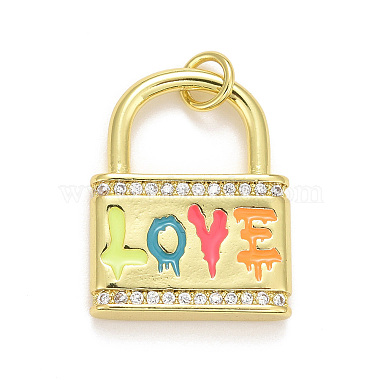 Real 18K Gold Plated Clear Lock Brass+Cubic Zirconia Pendants