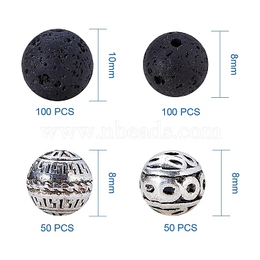 Pandahall elite 200 шт. натуральные бусины из вулканического камня(DIY-PH0014-01)-2