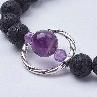 Natural Lava Rock Beads Stretch Bracelets(BJEW-JB02838)-3