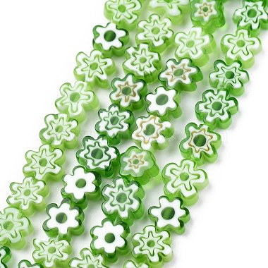 Light Green Flower Millefiori Lampwork Beads