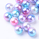 Rainbow Acrylic Imitation Pearl Beads(OACR-R065-6mm-01)-1
