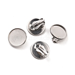 Non-Tarnish 316 Stainless Steel Clip-on Earring Findings, Earring Settings, Flat Round, Stainless Steel Color, Tray: 16mm, 17.5x17.5x8mm, Hole: 3mm(STAS-I187-02A-P)