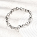 201 Stainless Steel Figaro Chain Bracelets for Men, Stainless Steel Color, 8.66 inch(22cm)(STAS-T077-13P)
