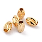 Brass Corrugated Beads, Cadmium Free & Lead Free, Long-Lasting Plated, Column, Real 24K Gold Plated, 7x5mm, Hole: 2.2mm(KK-O133-210C-G)