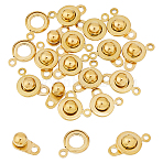 15Pcs 201 Stainless Steel Snap Clasps, Round, Golden, 15x9.5x5mm, Hole: 1mm and 2mm(STAS-DC0016-46)