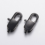 304 Stainless Steel Lobster Claw Clasps Ion Plating(IP), Electrophoresis Black, 16x8x3mm, Hole: 1.5x2mm(STAS-F148-16x8-08B)
