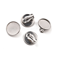 316 Stainless Steel Clip-on Earring Findings, Earring Settings, Flat Round, Stainless Steel Color, Tray: 16mm, 17.5x17.5x8mm, Hole: 3mm(STAS-I187-02A-P)