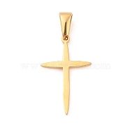 304 Stainless Steel Pendants, Cross, Golden, 26x16x1.5mm, Hole: 6x2.5mm(STAS-L210-11G)