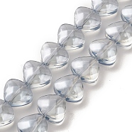 Transparent Electroplate Glass Bead Strands, Pearl Luster Plated, Heart, Light Grey, 12x13x7mm, Hole: 1mm, about 55pcs/strand, 25.51''(64.8cm)(EGLA-P050-PL02)