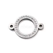 304 Stainless Steel Crystal Rhinestone Connector Charms, Ring Links, Stainless Steel Color, 16x23x2mm, Hole: 1.6mm(STAS-Z091-06P)