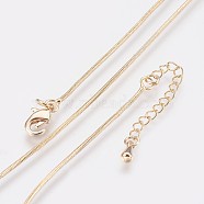Long-Lasting Plated Brass Snake Chain Necklaces, with Lobster Claw Clasp, Nickel Free, Real 18K Gold Plated, 18.1 inch (46cm), 1mm(X-NJEW-K112-04G-NF)