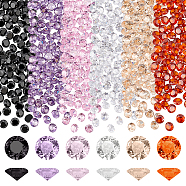 Elite 180Pcs 6 Colors Diamond Shape Grade A Cubic Zirconia Cabochons, Faceted, Mixed Color, 4x2.5mm, 30pcs/color(ZIRC-PH0001-43C-05)