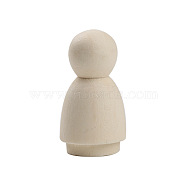 Unfinished Blank Wooden Dolls Sculpture, for Children DIY Hand Painting Crafts, BurlyWood, 44x23mm(PW-WGE1180-07)