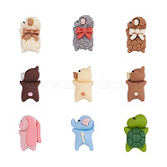 54Pcs 9 Style Resin Cabochons Accessories, Sleepy Elephant & Tortoise & Rabbit & Sheep & Dog, Mixed Color, 20.5~22.5x12.5~14.5x7.5~9mm, 6pcs/style(RESI-BY0001-01)