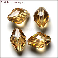 Imitation Austrian Crystal Beads, Grade AAA, Faceted, Bicone, Gold, 6x9.5mm, Hole: 0.7~0.9mm(SWAR-F054-9x6mm-28)