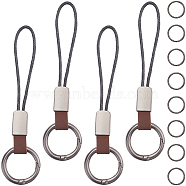 Leather Keychain, with Alloy Clasp, Coconut Brown, 145x33mm(KEYC-WH20004-05A)