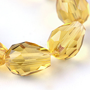 Transparent Glass Bead Strands, Faceted Teardrop, Goldenrod, 8x6mm, Hole: 1mm, about 65pcs/strand, 17.99 inch(45.7cm)(X-GLAA-R024-6x8mm-14)