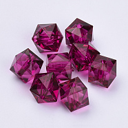 Perles en acrylique transparente, facette, cube, violet, 10x10x8mm, Trou: 1.5mm(X-TACR-Q259-10mm-V65)