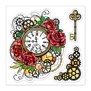 PVC Sakura Stamp, for DIY Scrapbooking, Clock, 100x100mm(DIY-WH0486-024)