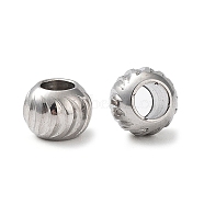303 Stainless Steel Beads, Round with Moon Pattern, Stainless Steel Color, 6x4.5mm, Hole: 3mm(STAS-Q302-01H-P)
