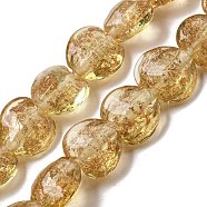 Handmade Gold Sand Lampwork Beads Strands, Heart, Gold, 10.5~11x11.5~12x6.5~7.5mm, Hole: 1.2mm, about 45pcs/strand, 18.90 inch(48cm)(LAMP-L079-04D)