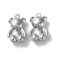 Brass Charms, Bear Charms, Real Platinum Plated, 14.5x9x4.5mm, Hole: 1.2mm(KK-F867-03P)