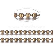 Brass Ball Chains, Long-Lasting Plated, Soldered, with Spool, Cadmium Free & Nickel Free & Lead Free, Antique Bronze, 1mm, about 32.8 Feet(10m)/roll(X-CHC-S008-003H-AB)