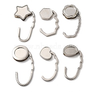 Zinc Alloy Rhinestone Bag Hanger, Foldable Purse Hooks, with Brass Nail, Round/Heart/Star/Oval/Hexagon/Flower, Mixed Color, 4.05~6.9x4.05~4.9x0.7~1.15cm, Inner Diameter: 3~4.1x2.8~4.3cm(BAGH-O001-03)