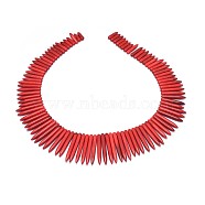 Synthetic Turquoise Graduated Spike Beads Strands, Tusk Shape, Red, 20~49x4.5~5mm, Hole: 1.2mm, about 99pcs/strand, 16.9~17.7 inch(43~45cm)(G-F604-10F)