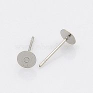 304 Stainless Steel Stud Earring Findings, Stainless Steel Color, 12x4mm, Pin: 0.7mm(STAS-N019-17-4mm)