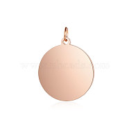 201 Stainless Steel Pendants, Flat Round, Stamping Blank Tag, Rose Gold, 18.5x16x1mm, Hole: 3.5mm(STAS-S105-T638-3-16)