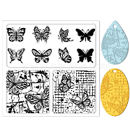 Silicone Clay Texture Mat, Clay Modeling Pattern Pad, Butterfly, 140x140x3mm(AJEW-WH0447-038)