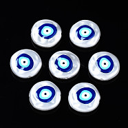 3D Printed ABS Plastic Imitation Pearl Beads, Evil Eye, Colorful, 18x5.5mm, Hole: 0.8~1.2mm(KY-S168-004)
