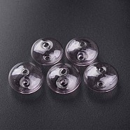 Transparent Handmade Blown Glass Globe Beads, Stripe Pattern, Flat Round, Lavender Blush, 20~21x13~14mm, Hole: 1~2mm(GLAA-T012-52E)