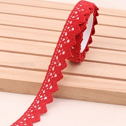 Lace Trim, Cotton Lace Ribbon, with Adhesive Back, For Sewing Decoration, Red, 5/8 inch(15mm), about 1.97 Yards(1.8m)/Roll(PW-WG39960-02)