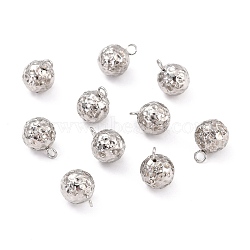 Stainless Steel Charms, Round, Bumpy, Stainless Steel Color, 11x8mm, Hole: 1.8mm(STAS-I183-01B-P)