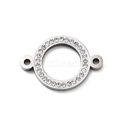 304 Stainless Steel Crystal Rhinestone Connector Charms, Ring Links, Stainless Steel Color, 16x23x2mm, Hole: 1.6mm(STAS-Z091-06P)