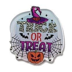 Halloween Printed Acrylic Pendants, Spider, 45x41x2mm, Hole: 1.4mm(OACR-P026-D08)