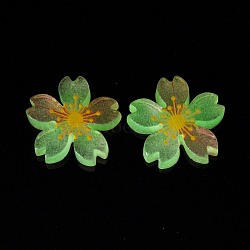 Luminous Resin Cabochons, 5-Petal Flower/Sakura, Pink, 26x5mm(RESI-G030-01B)