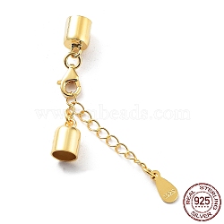 925 Sterling Silver Curb Chain Extender, End Chains with Lobster Claw Clasps and Cord Ends, Teardrop Chain Tabs, with S925 Stamp, Golden, 28mm(STER-G039-02D-G)