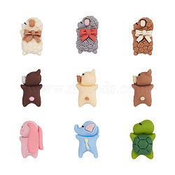 54Pcs 9 Style Resin Cabochons Accessories, Sleepy Elephant & Tortoise & Rabbit & Sheep & Dog, Mixed Color, 20.5~22.5x12.5~14.5x7.5~9mm, 6pcs/style(RESI-BY0001-01)