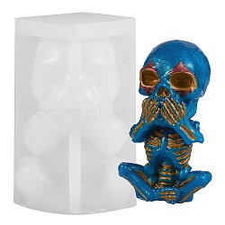 Halloween Theme DIY Candle Silicone Statue Molds, Portrait Sculpture Resin Casting Molds, For UV Resin, Epoxy Resin Jewelry Making, Skull, White, 108x70x65mm, Inner Diameter: 36x30mm(DIY-SZ0007-13)