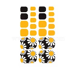 Full-Cover Glitter Powder Toenail Wraps Stickers, Flower Star Tartan Self-adhesive Toenail Art Polish Decals, for Woman Girls DIY Toenails Art Design, Yellow, Flower Pattern, 9.5x5.8cm(MRMJ-R112-ZXJ-079)