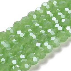 Electroplate Glass Beads Strands, Faceted(32 Facets), Pearl Luster Plated, Round, Dark Sea Green, 10mm, Hole: 1.2mm, about 65~69pcs/strand, 23.03~24.49 inch(58.5~62.2cm)(X-EGLA-A035-J10mm-A01)