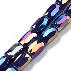 Glass Beads Strands, AB Color Plated, Faceted Column, Midnight Blue, 6x4mm, Hole: 0.8mm, about 80pcs/strand, 20.08''~20.47''(51~52cm)(X-EGLA-P052-03C-06)