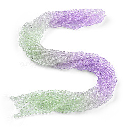 Transparent Glass Beads Strands, Segmented Multi-color Beads, Faceted(32 Facets), Round, Lilac, 4~4.5mm, Hole: 1mm, about 90~95pcs/strand, 13.98 inch(35.5cm)(X-GLAA-E036-07D)